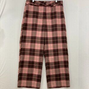 New Ashley Stewart size 16 REd Brown Plaid Academia Preppy Straight Leg Pants